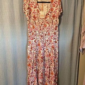 NWT Floral Maxi Dress - Red and White